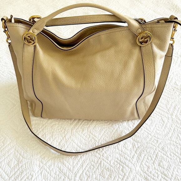 Gucci Miss GG Convertible Tote Leather Medium Neutral Zip Top Closure Large Bag - Picture 2 of 16